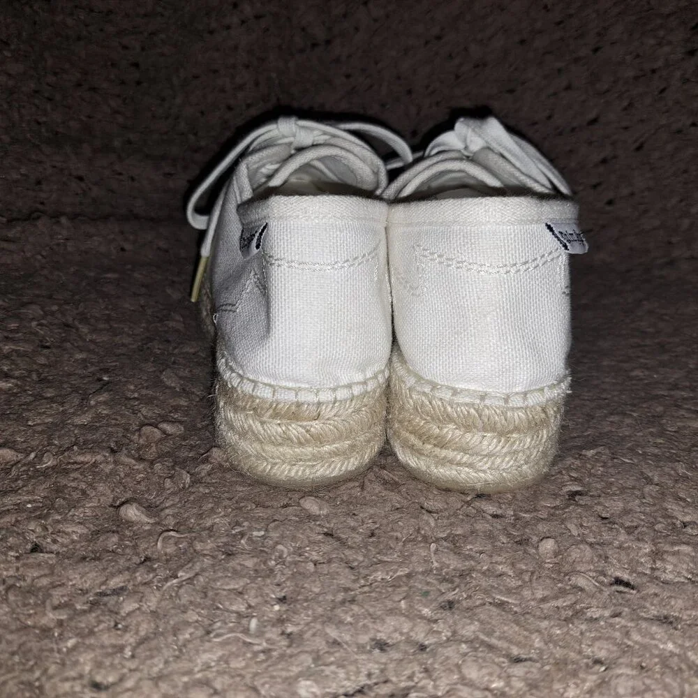 PALM ANGELS-Off White-Ivory Canvas Espadrille Sneakers-Lace Up-Sz 36-Excellent